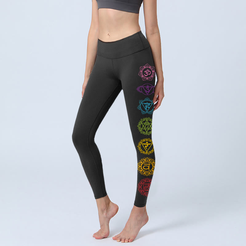 Buddha Stones OM Symbol Sanskrit Zeichen Print Gym Leggings Damen Yogahose - Schwarz - US18， UK/AU22，EU50 (4XL) - image 1