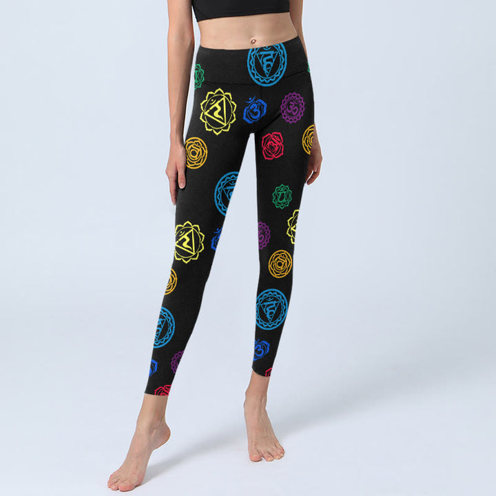 Buddha Stones Geometrisches OM-Symbol Sanskrit-Druck Gym Leggings Damen Yogahose - image 6