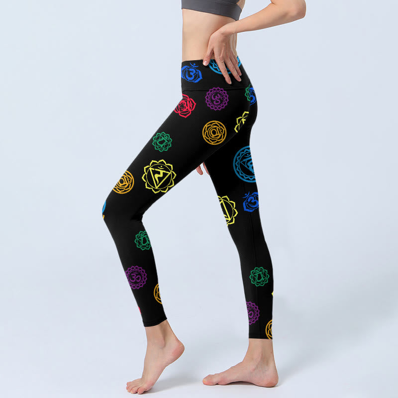 Buddha Stones Geometrisches OM-Symbol Sanskrit-Druck Gym Leggings Damen Yogahose - image 3