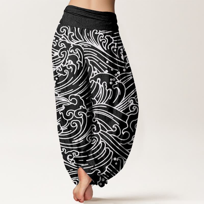 Haremshose mit Buddha Stones und rauem Wellenmuster für Damen, elastische Taille - image 2