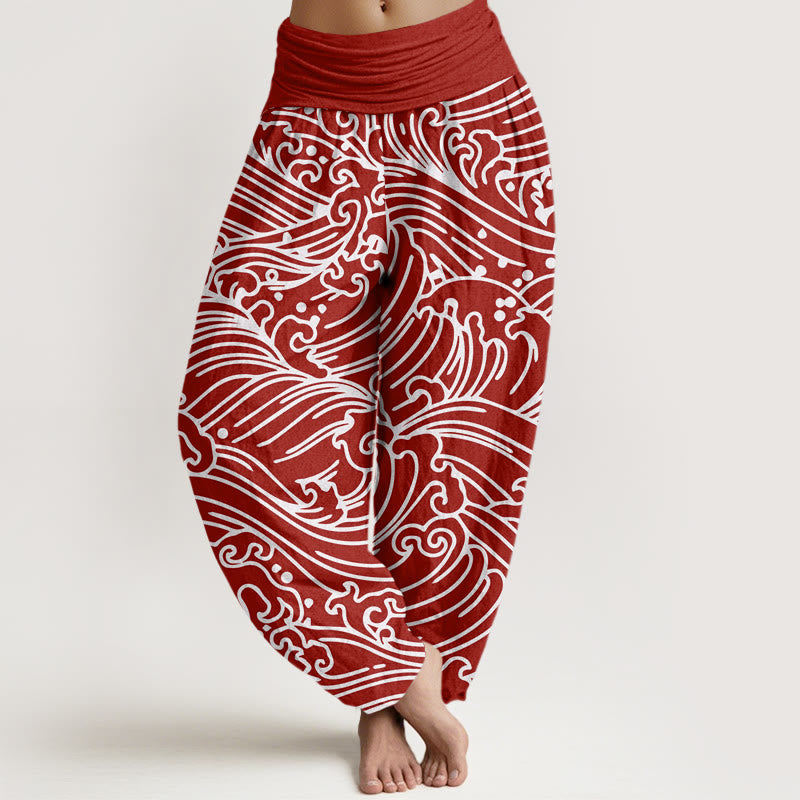 Haremshose mit Buddha Stones und rauem Wellenmuster für Damen, elastische Taille - Purpur - US22， UK/AU26，EU54 (6XL) - image 5