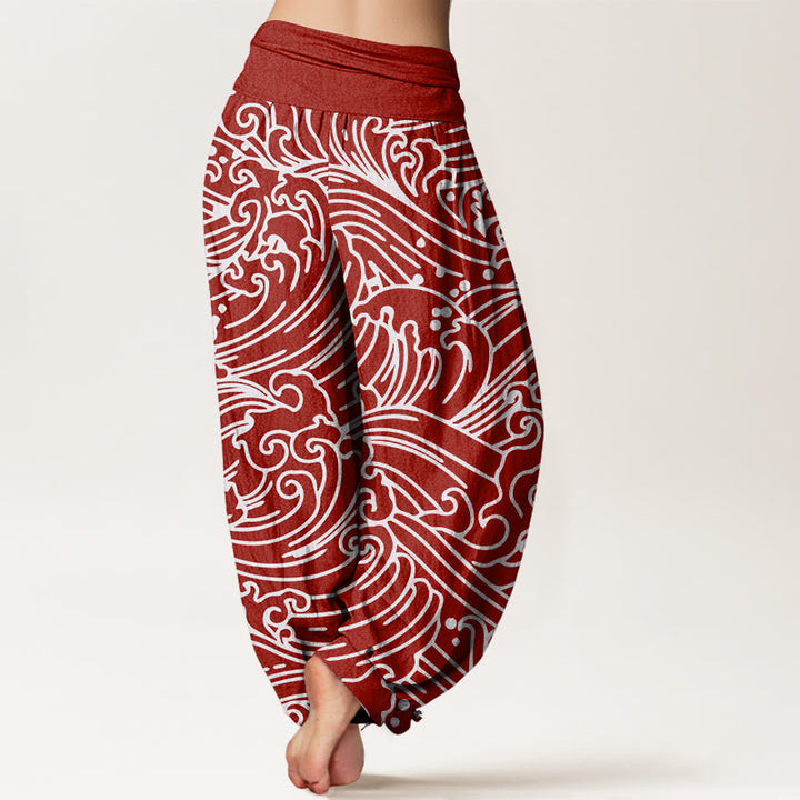 Haremshose mit Buddha Stones und rauem Wellenmuster für Damen, elastische Taille - image 6