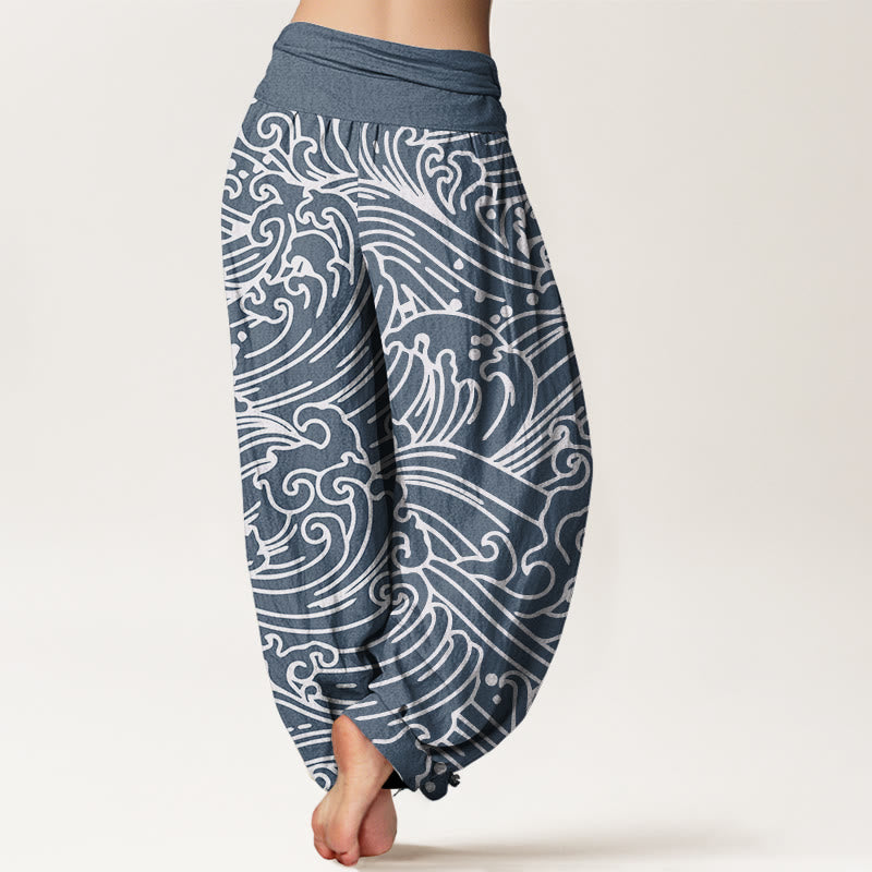 Haremshose mit Buddha Stones und rauem Wellenmuster für Damen, elastische Taille - image 9