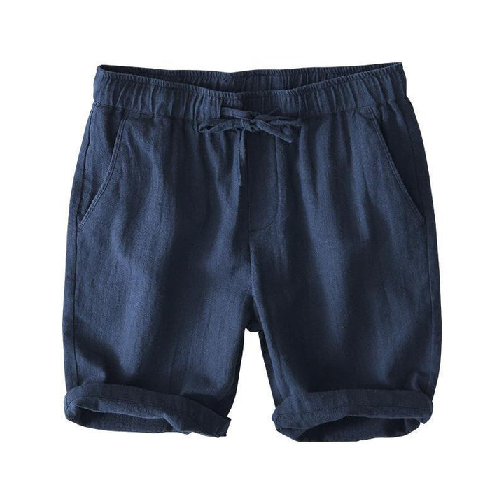 Buddha Stones Sommer-Shorts aus Baumwolle und Leinen mit einfarbigem Kordelzug und elastischer Taille für Herren mit Taschen - image 33