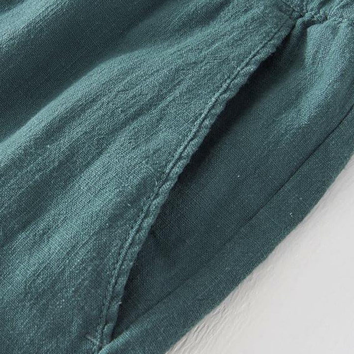 Buddha Stones Sommer-Shorts für Herren aus Ramie-Leinen-Baumwolle, einfarbig, mit Kordelzug und elastischem Bund, mit Taschen - image 24