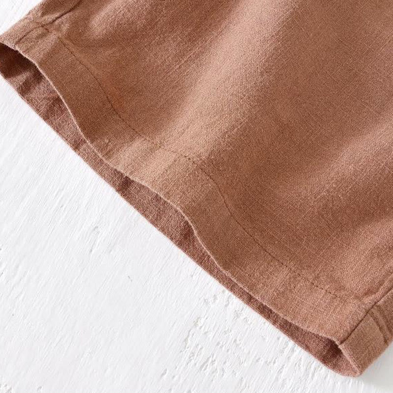 Buddha Stones Sommer-Shorts für Herren aus Ramie-Leinen-Baumwolle, einfarbig, mit Kordelzug und elastischem Bund, mit Taschen - image 37