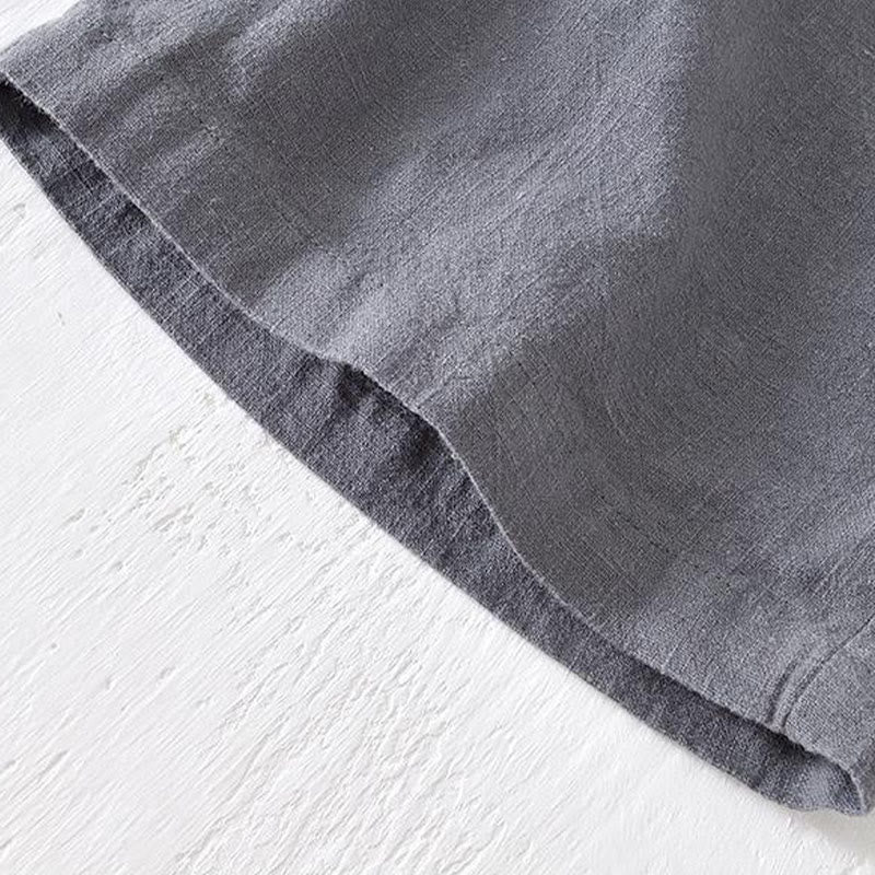 Buddha Stones Sommer-Shorts für Herren aus Ramie-Leinen-Baumwolle, einfarbig, mit Kordelzug und elastischem Bund, mit Taschen - image 20