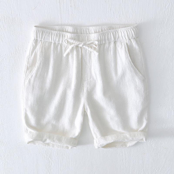 Buddha Stones Sommer-Shorts aus Baumwolle und Leinen mit einfarbigem Kordelzug und elastischer Taille für Herren mit Taschen - Weiß - US/ UK/AU44,EU54 (4XL) - image 6