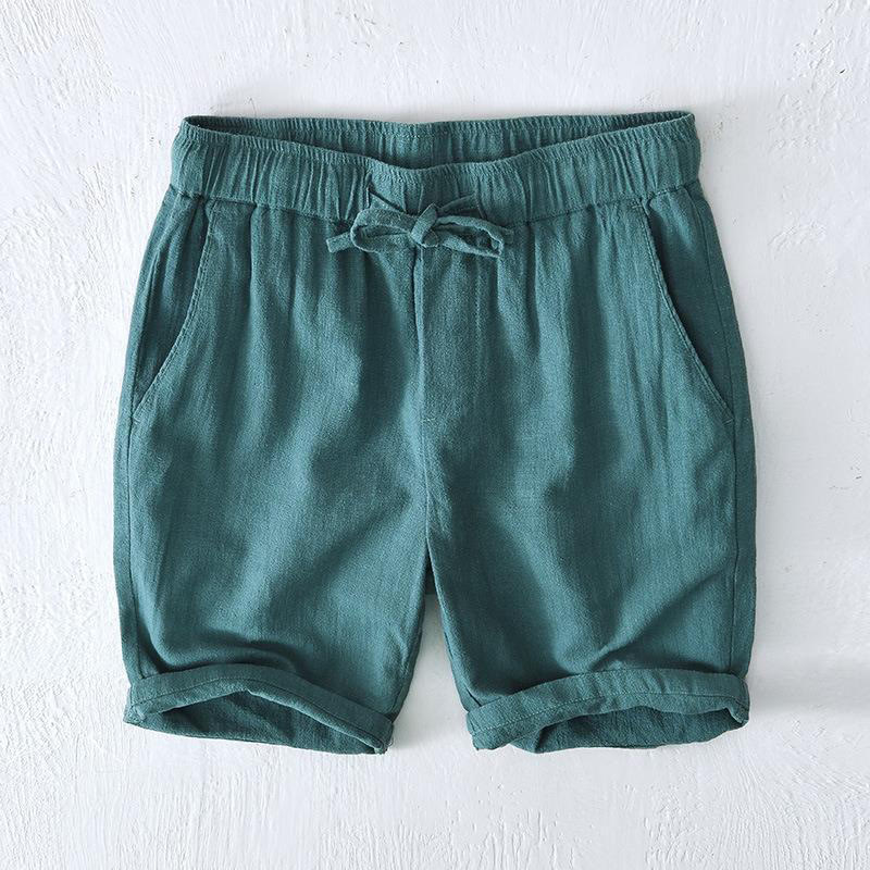 Buddha Stones Sommer-Shorts für Herren aus Ramie-Leinen-Baumwolle, einfarbig, mit Kordelzug und elastischem Bund, mit Taschen - Türkis - US/UK/AU44, EU54 (4XL) - image 21