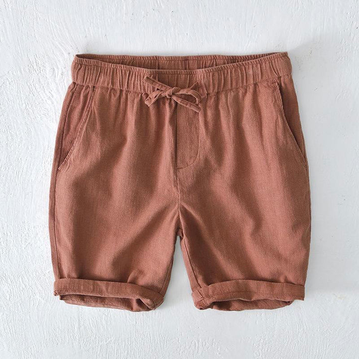 Buddha Stones Sommer-Shorts aus Baumwolle und Leinen mit einfarbigem Kordelzug und elastischer Taille für Herren mit Taschen - SandyBrown - US/ UK/AU44,EU54 (4XL) - image 34