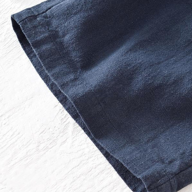 Buddha Stones Sommer-Shorts für Herren aus Ramie-Leinen-Baumwolle, einfarbig, mit Kordelzug und elastischem Bund, mit Taschen - image 31