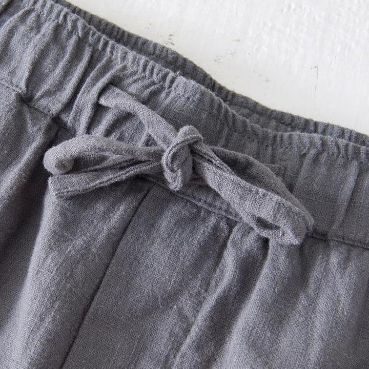 Buddha Stones Sommer-Shorts aus Baumwolle und Leinen mit einfarbigem Kordelzug und elastischer Taille für Herren mit Taschen - image 18