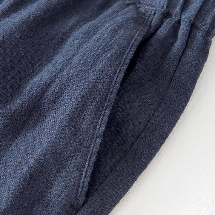 Buddha Stones Sommer-Shorts aus Baumwolle und Leinen mit einfarbigem Kordelzug und elastischer Taille für Herren mit Taschen - image 31
