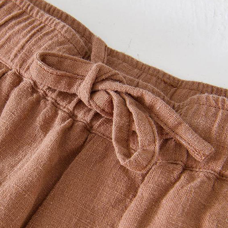 Buddha Stones Sommer-Shorts aus Baumwolle und Leinen mit einfarbigem Kordelzug und elastischer Taille für Herren mit Taschen - image 35