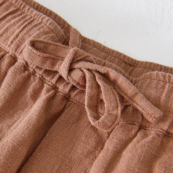 Buddha Stones Sommer-Shorts aus Baumwolle und Leinen mit einfarbigem Kordelzug und elastischer Taille für Herren mit Taschen - image 35
