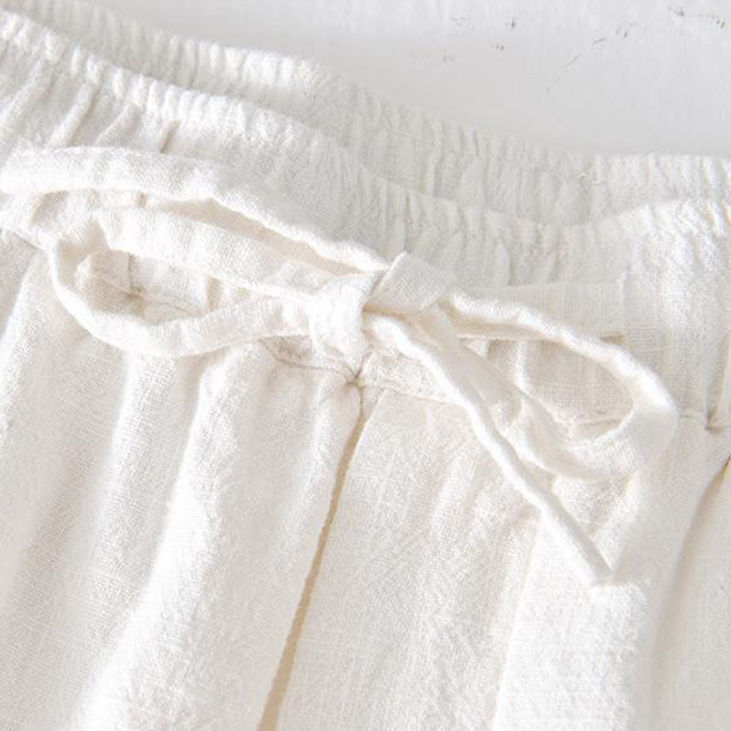Buddha Stones Sommer-Shorts für Herren aus Ramie-Leinen-Baumwolle, einfarbig, mit Kordelzug und elastischem Bund, mit Taschen - image 6