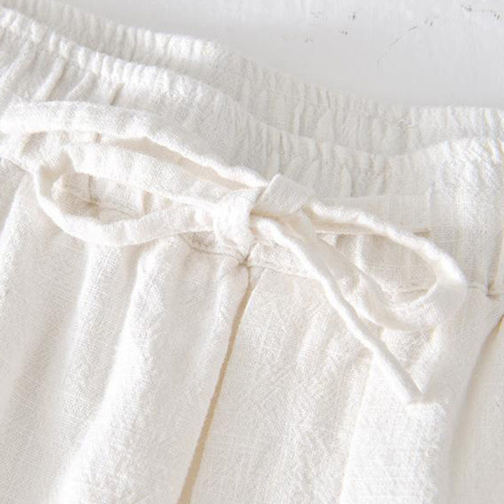 Buddha Stones Sommer-Shorts für Herren aus Ramie-Leinen-Baumwolle, einfarbig, mit Kordelzug und elastischem Bund, mit Taschen - image 6