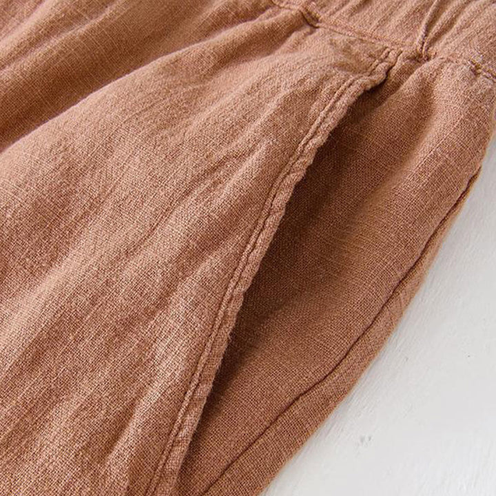 Buddha Stones Sommer-Shorts aus Baumwolle und Leinen mit einfarbigem Kordelzug und elastischer Taille für Herren mit Taschen - image 37