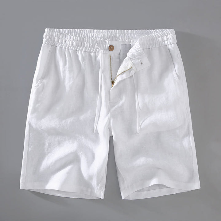Buddha Stones Sommer-Shorts aus Leinen mit einfarbigem Kordelzug und Knopfdesign für Herren mit Taschen - Weiß - US/ UK/AU42,EU52 (3XL) - image 2