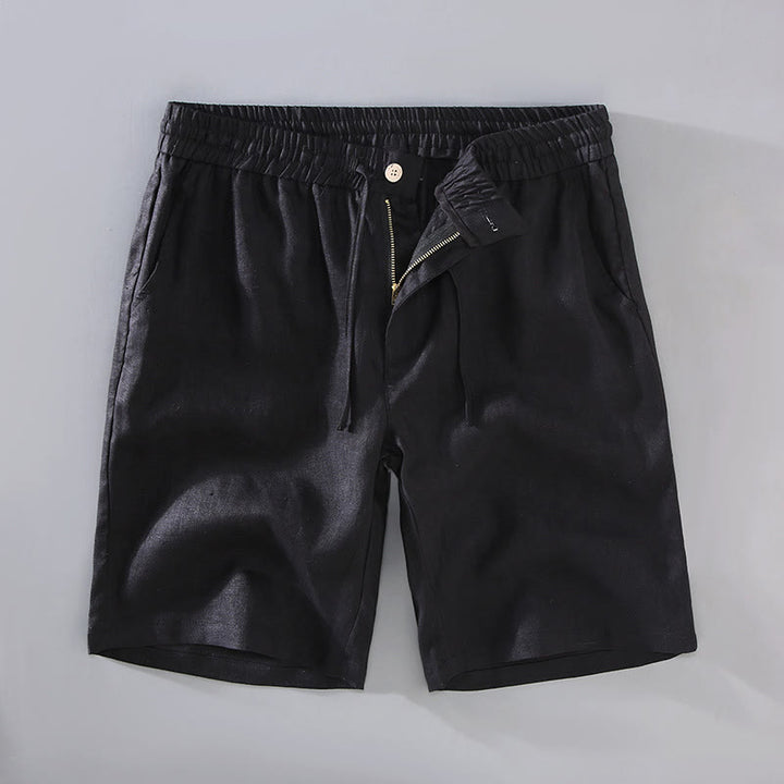 Buddha Stones Sommer-Shorts aus Leinen mit einfarbigem Kordelzug und Knopfdesign für Herren mit Taschen - Schwarz - US/ UK/AU42,EU52 (3XL) - image 11