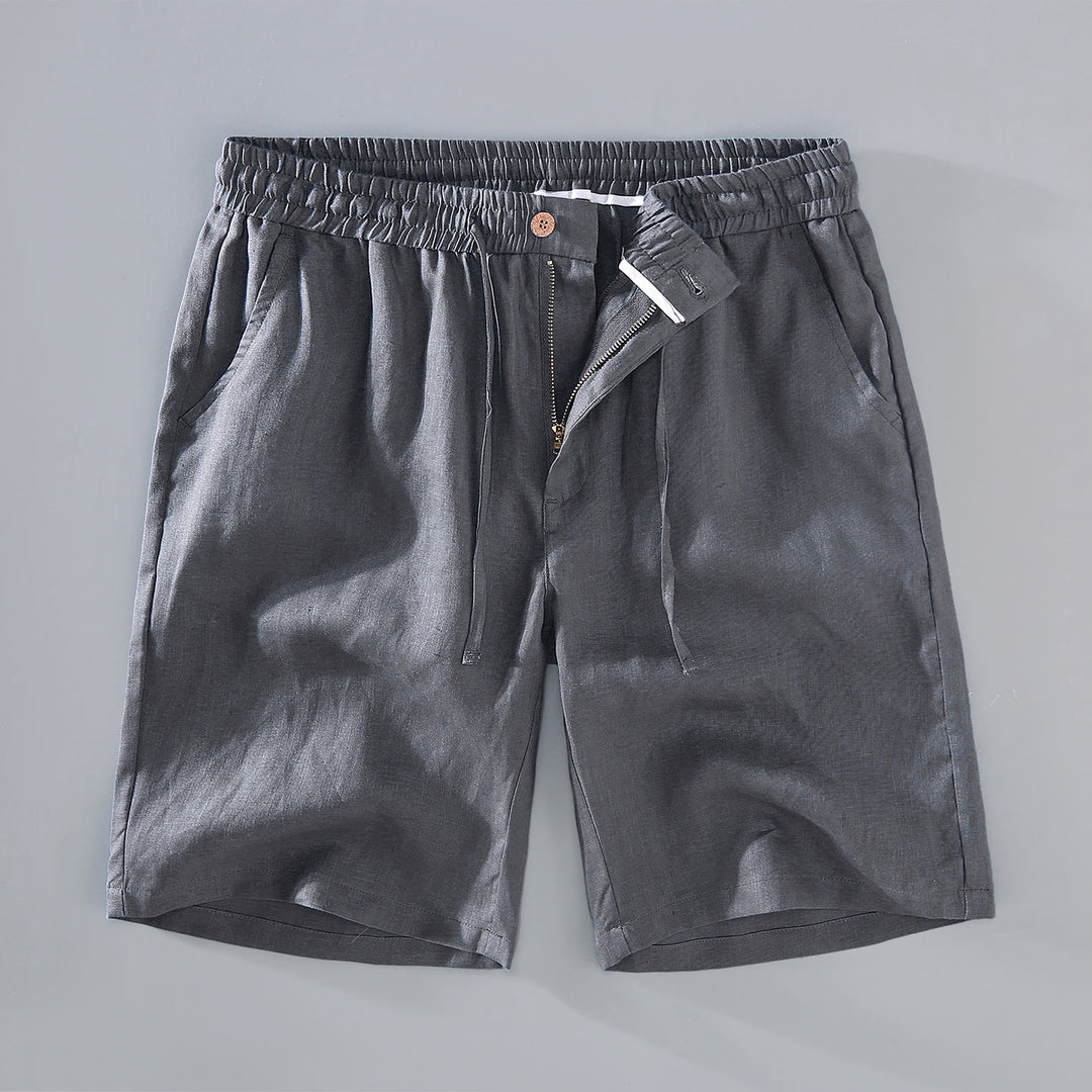 Buddha Stones Sommer-Shorts aus Leinen mit einfarbigem Kordelzug und Knopfdesign für Herren mit Taschen - Dunkelgrau - US/ UK/AU42,EU52 (3XL) - image 13
