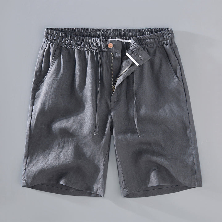 Buddha Stones Sommer-Shorts aus Leinen mit einfarbigem Kordelzug und Knopfdesign für Herren mit Taschen - Dunkelgrau - US/ UK/AU42,EU52 (3XL) - image 13