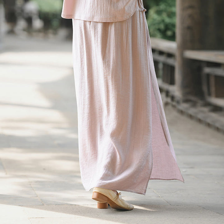 Buddha Stones Damenrockhose mit einfarbigem Saum und Schlitzdesign und Taschen - image 17