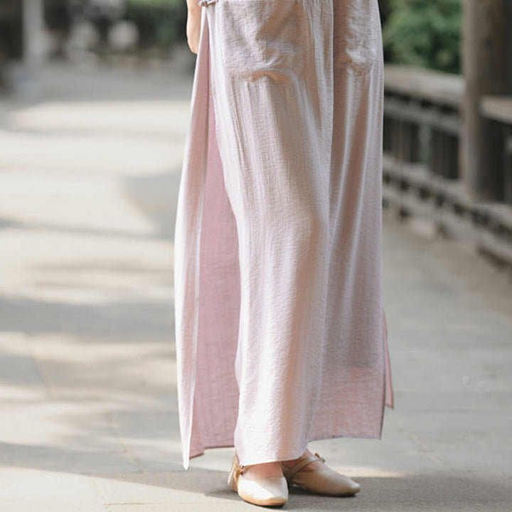 Buddha Stones Damenrockhose mit einfarbigem Saum und Schlitzdesign und Taschen - image 20