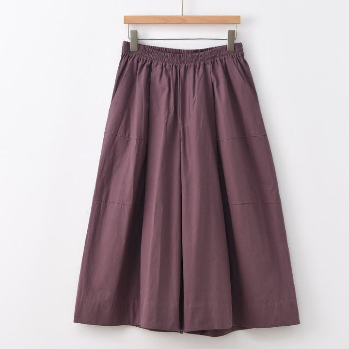 Buddha Stones Lässige, schlichte Caprihose aus Baumwolle mit hoher Taille und weitem Bein für Damen mit Taschen - DunkelMagenta - US8-10, UK/AU12-14, EU40-42 (2XL) - image 20