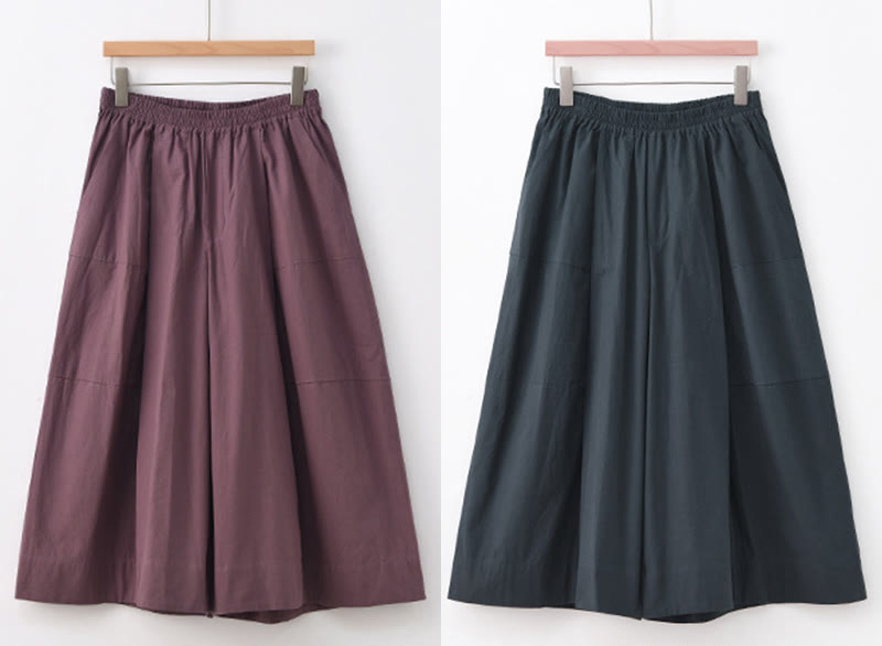 Buddha Stones Lässige, schlichte Caprihose aus Baumwolle mit hoher Taille und weitem Bein für Damen mit Taschen - image 22