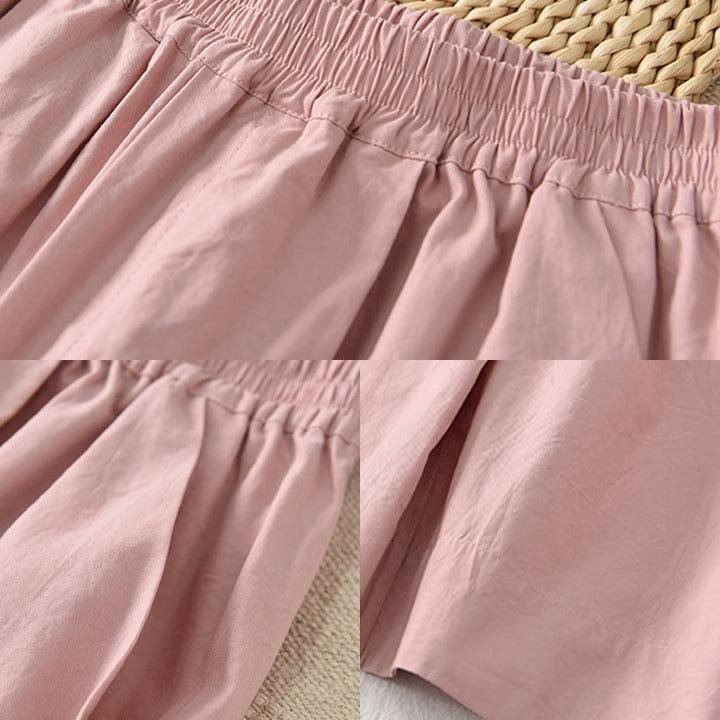 Buddha Stones Lässige, schlichte Caprihose aus Baumwolle mit hoher Taille und weitem Bein für Damen mit Taschen - image 19