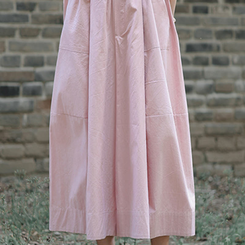 Buddha Stones Lässige, schlichte Caprihose aus Baumwolle mit hoher Taille und weitem Bein für Damen mit Taschen - image 16