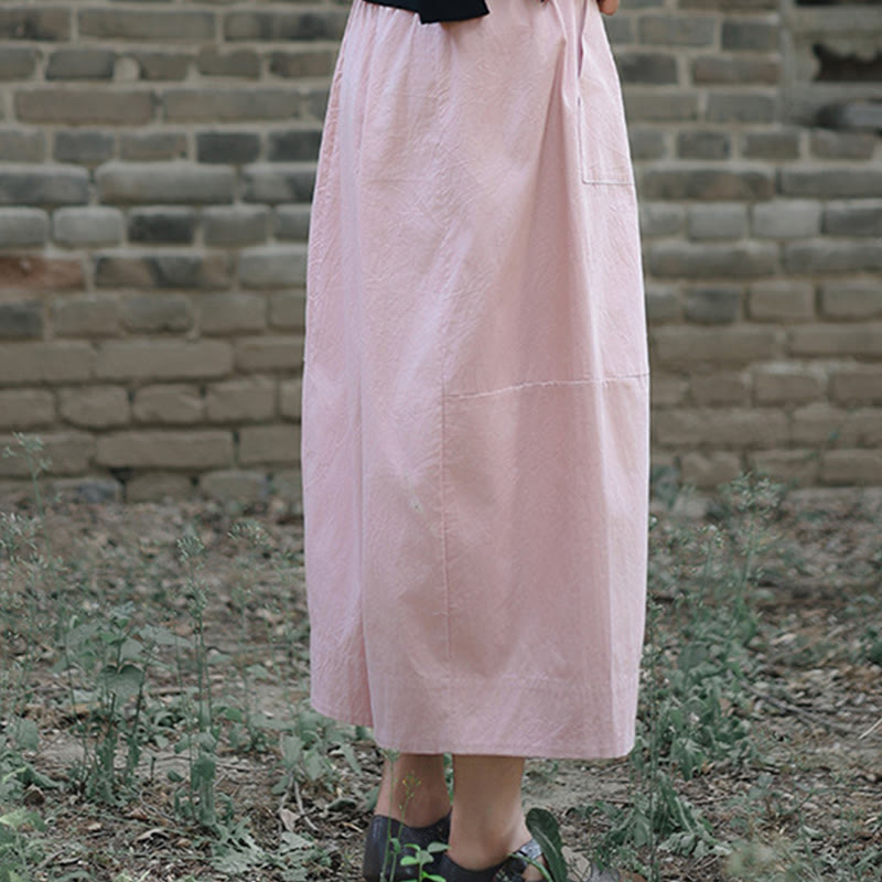 Buddha Stones Lässige, schlichte Caprihose aus Baumwolle mit hoher Taille und weitem Bein für Damen mit Taschen - image 15