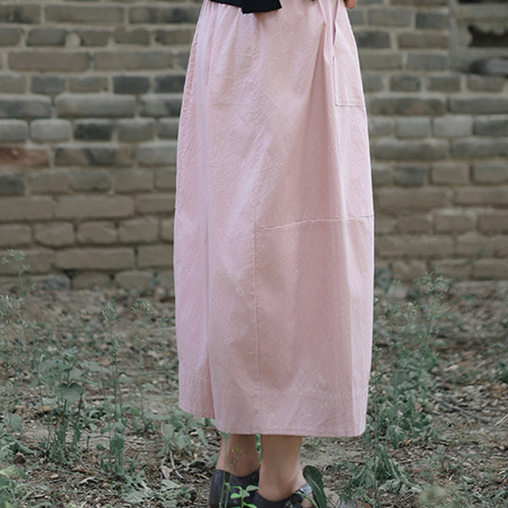 Buddha Stones Lässige, schlichte Caprihose aus Baumwolle mit hoher Taille und weitem Bein für Damen mit Taschen - image 15