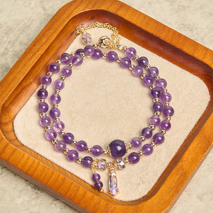 Buddha Stones Natürliche Amethystperlen Balance Mehrschichtiges Armband