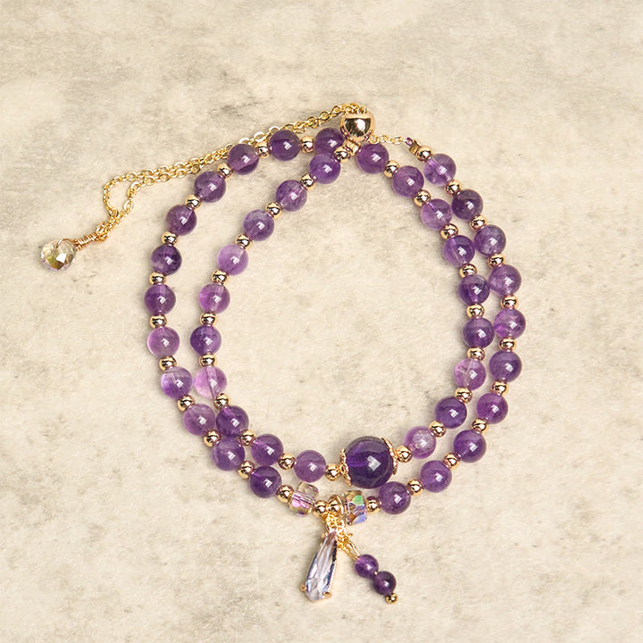 Buddha Stones Natürliche Amethystperlen Balance Mehrschichtiges Armband