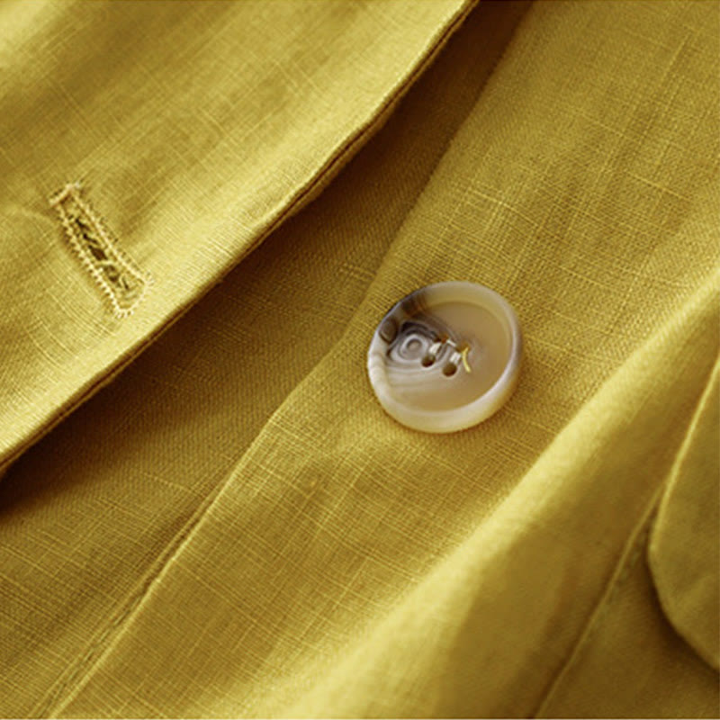 Buddha Stones Damen-Anzugjacke mit Dreiviertelärmeln, Knopfleiste, Baumwolle, klein, mit Taschen - image 8