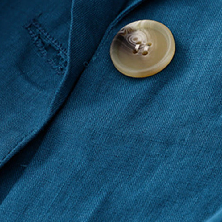 Buddha Stones Damen-Anzugjacke mit Dreiviertelärmeln, Knopfleiste, Baumwolle, klein, mit Taschen - image 15
