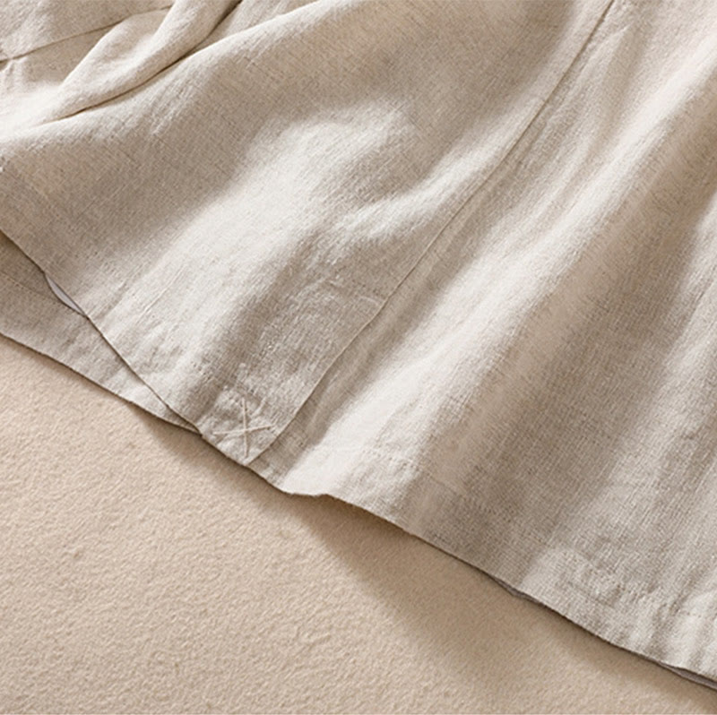 Buddha Stones Damen-Jacke aus Baumwollleinen mit Stehkragen und langen Ärmeln und Taschen - image 9