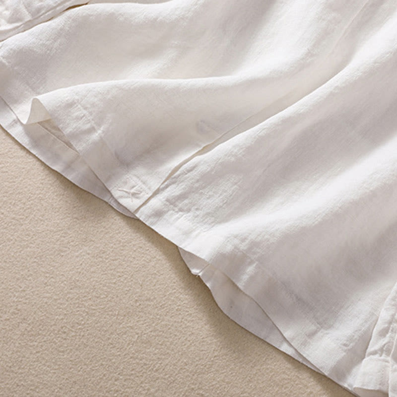 Buddha Stones Damen-Jacke aus Baumwollleinen mit Stehkragen und langen Ärmeln und Taschen - image 17