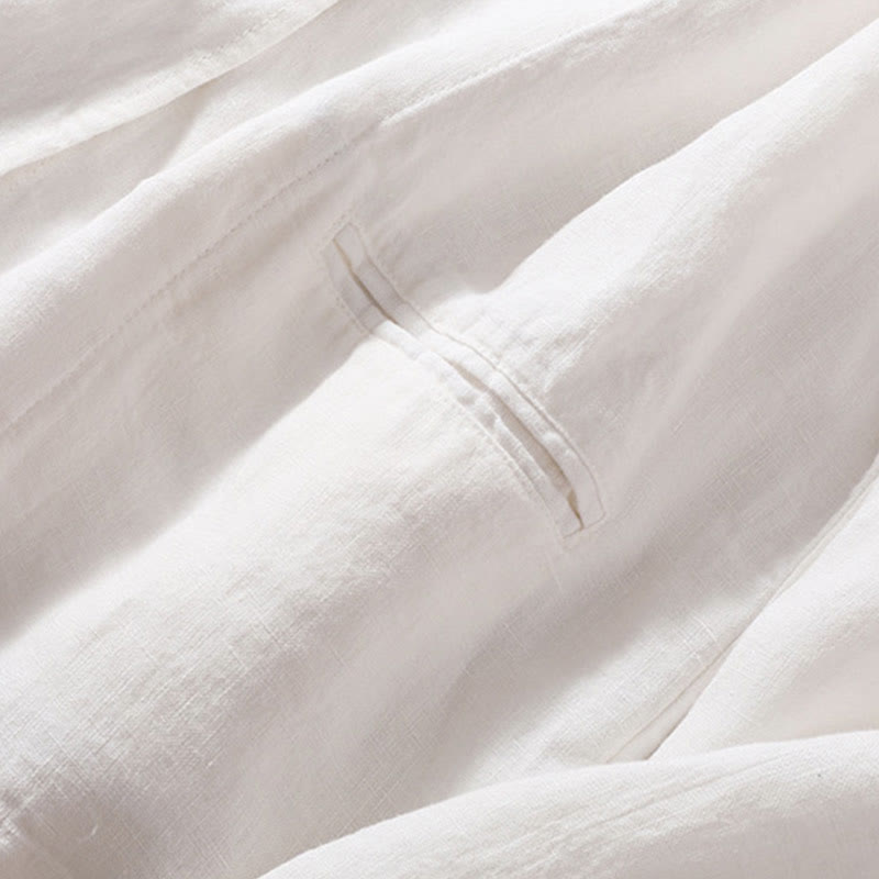 Buddha Stones Damen-Jacke aus Baumwollleinen mit Stehkragen und langen Ärmeln und Taschen - image 18