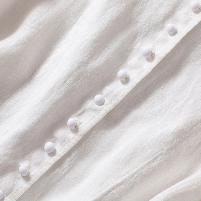 Buddha Stones Damen-Jacke aus Baumwollleinen mit Stehkragen und langen Ärmeln und Taschen - image 21