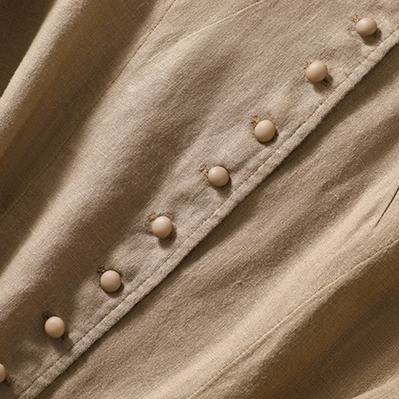 Buddha Stones Damen-Baumwoll-Leinen-Hemd mit Stehkragen, langen Ärmeln und Taschen - image 27