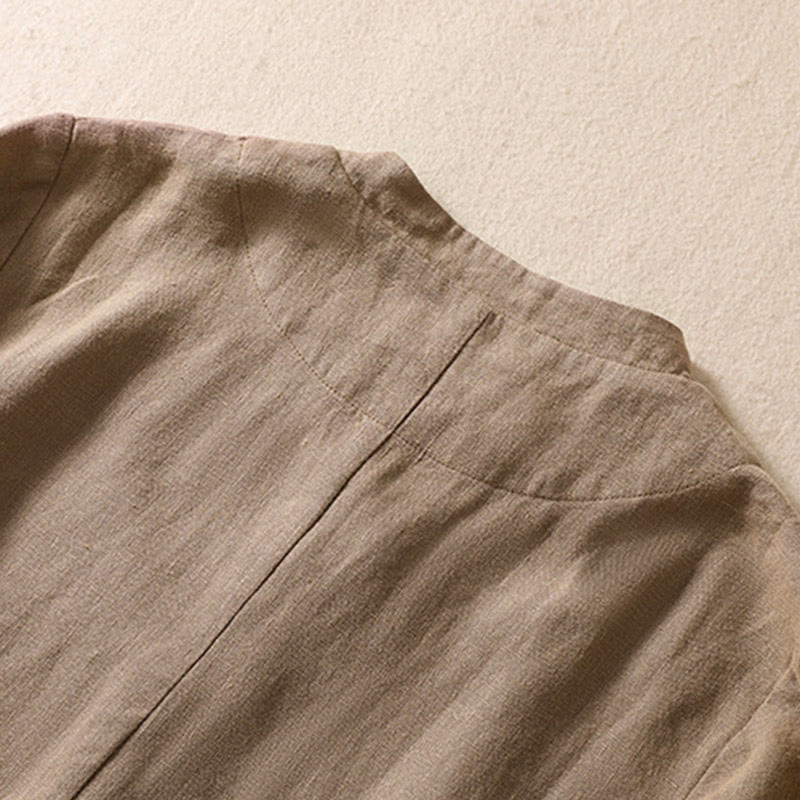 Buddha Stones Damen-Jacke aus Baumwollleinen mit Stehkragen und langen Ärmeln und Taschen - image 25