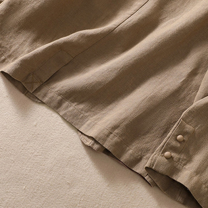 Buddha Stones Damen-Jacke aus Baumwollleinen mit Stehkragen und langen Ärmeln und Taschen - image 24