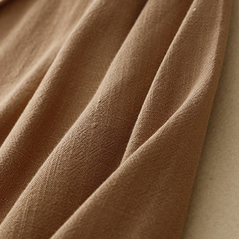 Buddha Stones Damen-Langarmjacke aus Baumwollleinen mit Froschknöpfen und Taschen - image 3