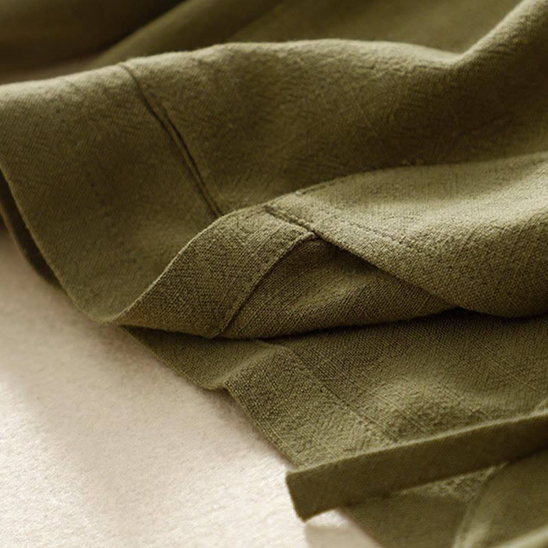 Buddha Stones Damen-Langarmjacke aus Baumwollleinen mit Froschknöpfen und Taschen - image 8