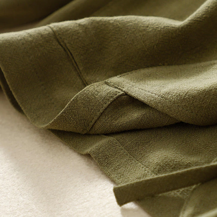 Buddha Stones Damen-Langarmjacke aus Baumwollleinen mit Froschknöpfen und Taschen - image 8