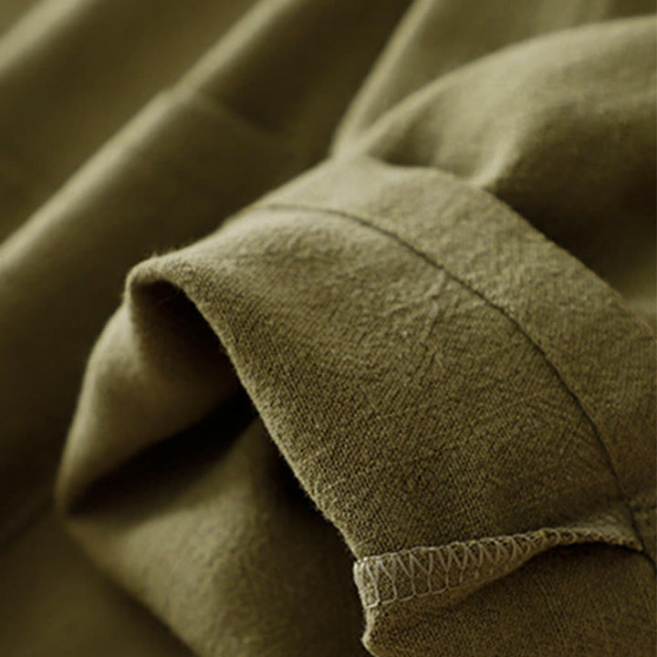 Buddha Stones Damen-Langarmjacke aus Baumwollleinen mit Froschknöpfen und Taschen - image 7