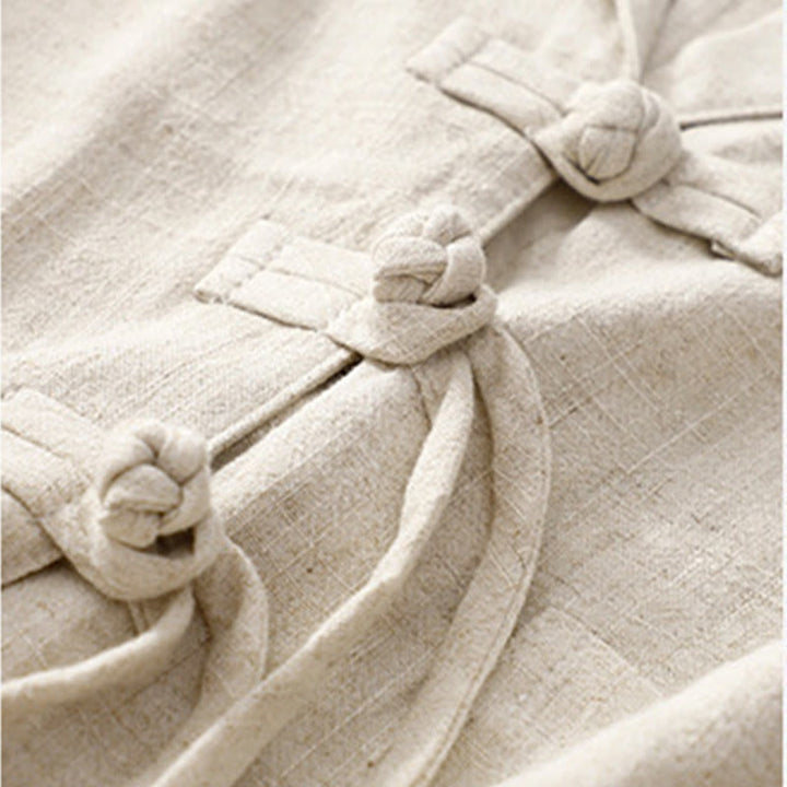 Buddha Stones Damen-Langarmjacke aus Baumwollleinen mit Froschknöpfen und Taschen - image 20